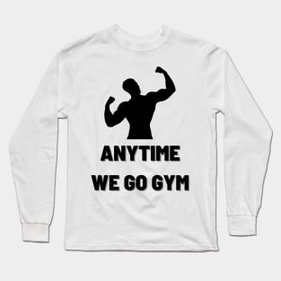 Anytime Fitness | Anytime We Go Gym Muscular Man Logo Long Sleeve T-Shirt